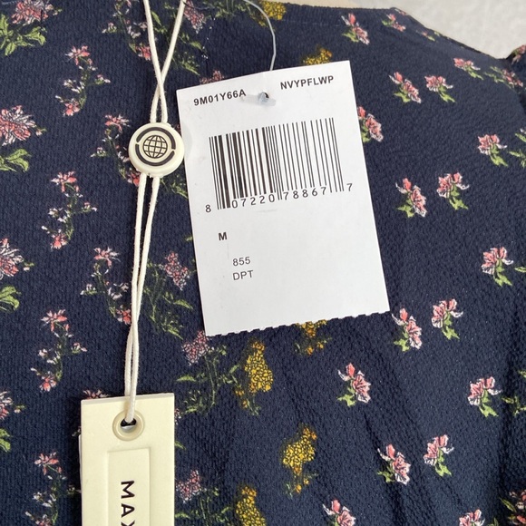 MAX STUDIO DARK BLUE,PUFF SLEEVE SMOCKED
EMPIRE WAIST DRESS. Size M - Picture 11 of 15